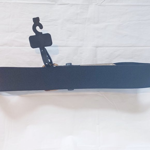 NWT Steve Madden Black Elastic / Patent Leather Grommet Belt M / L - Picture 4 of 5